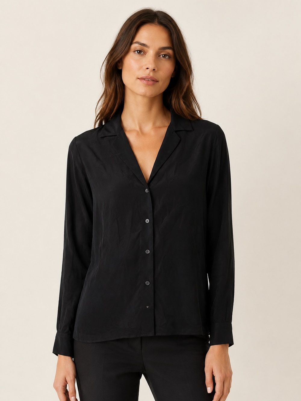Equipment 100% silk Black Lightweight Button-Front Shirt